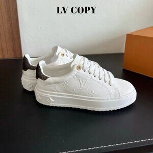 L V Time Out Sneakers White Mix Brown Monogram Size 7